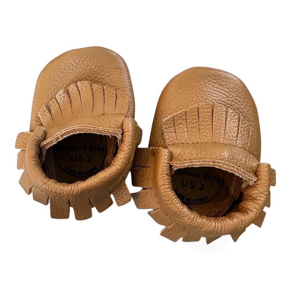 Bird Rock Baby Shoes Moccasins Size 2 Genuine Leather NWOT
